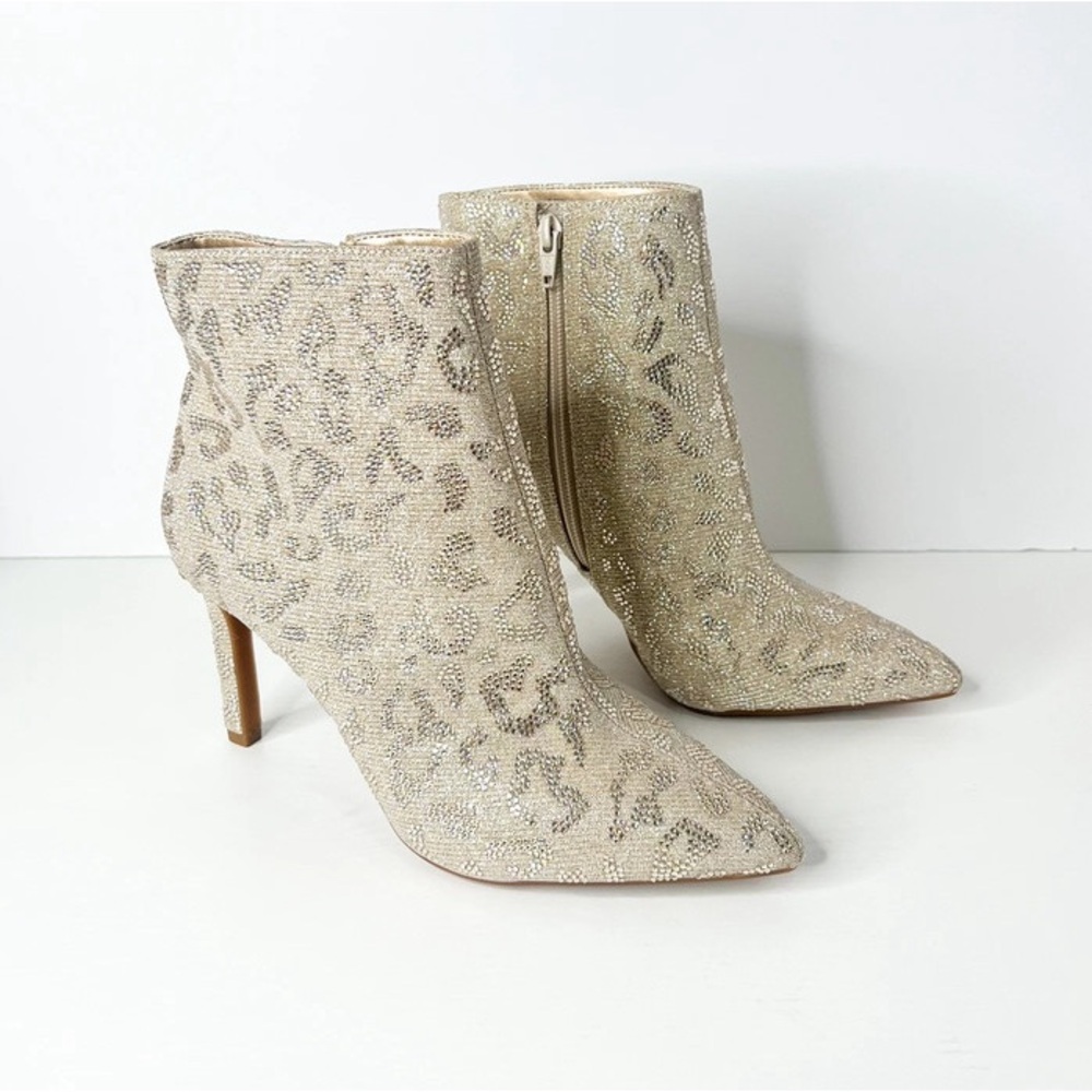 Gianni Bini Leopard Print Heeled Boots | Cream - Picture 2 of 7